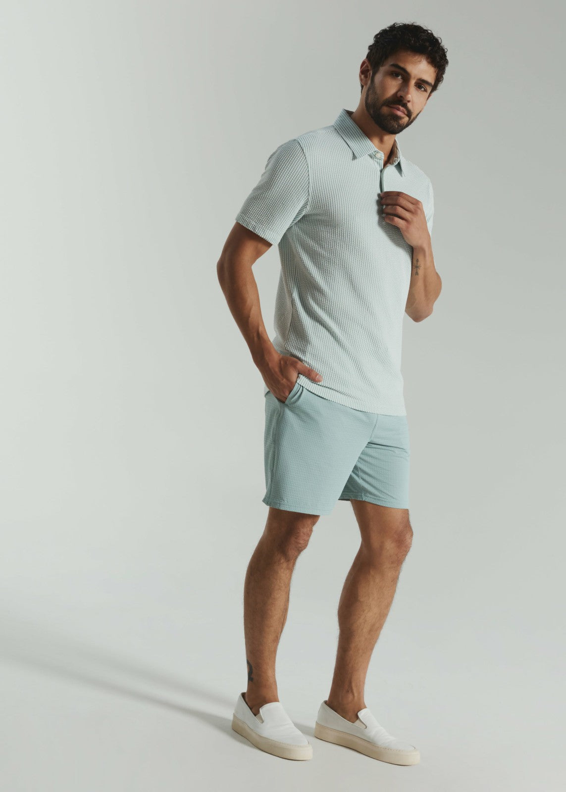 7Diamonds Keaton Seersucker Stretch Polo