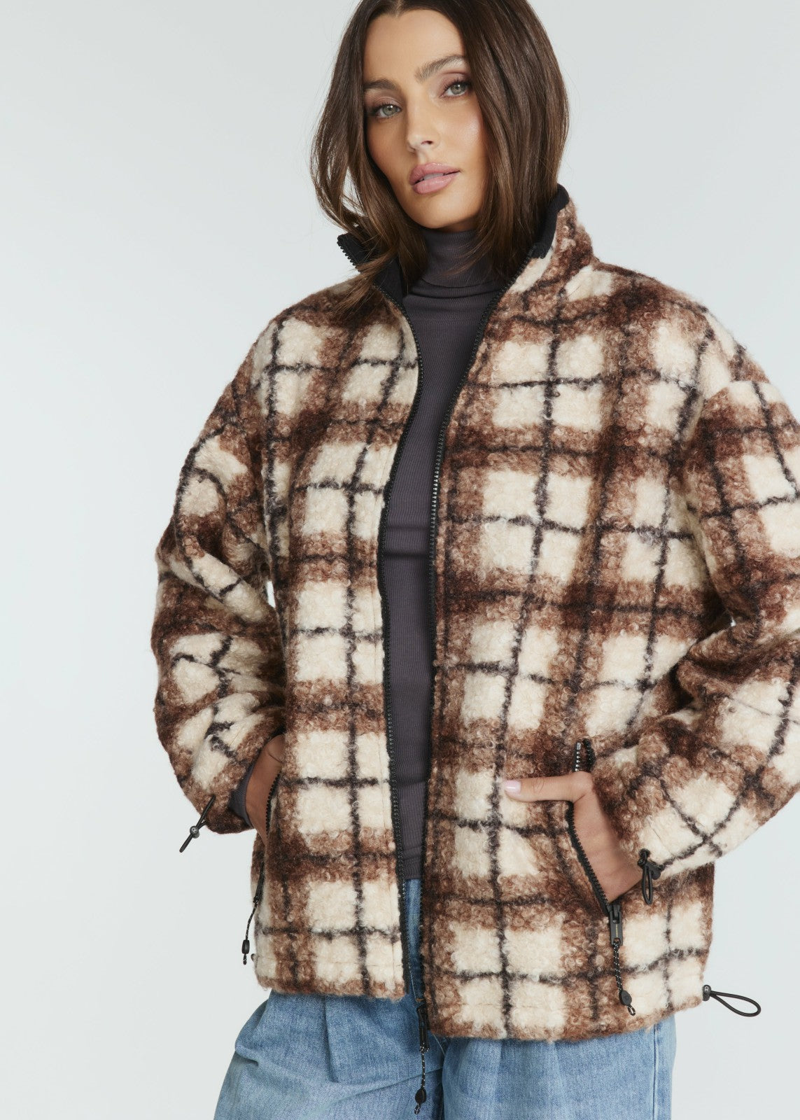 7Diamonds Naya Plaid Sherpa Jacket