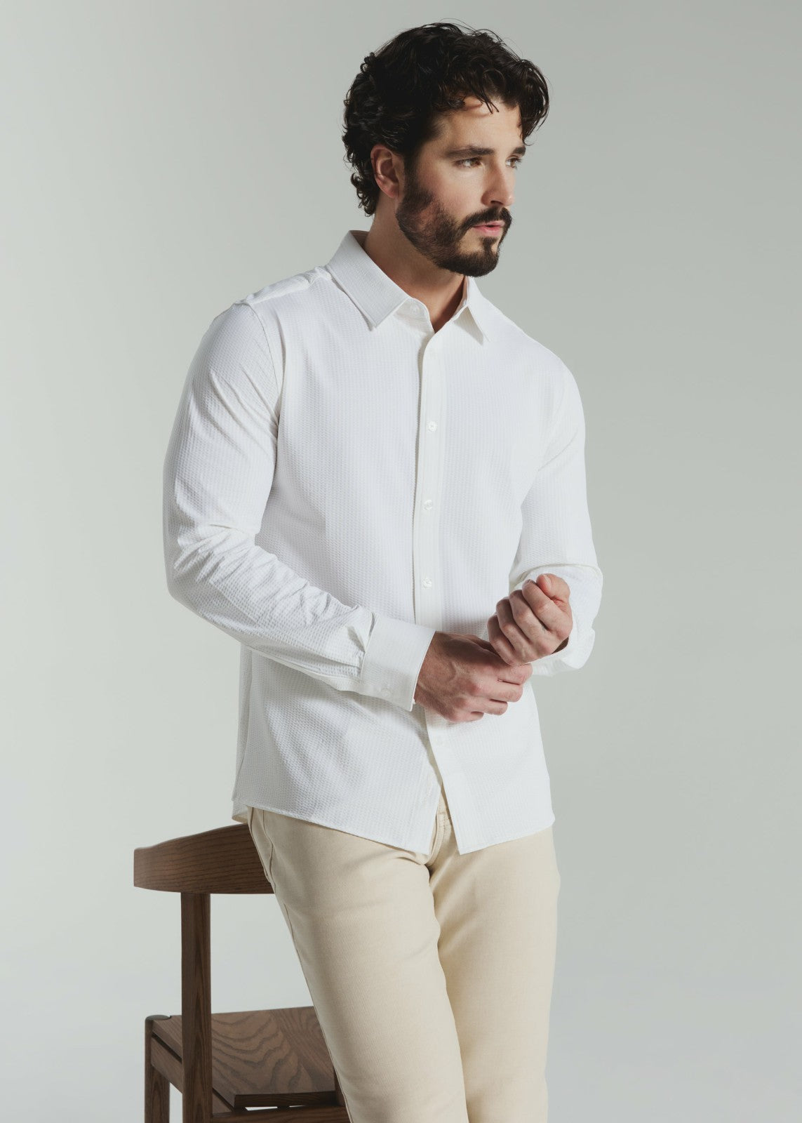 7Diamonds Ferris Seersucker Stretch Long Sleeve Shirt
