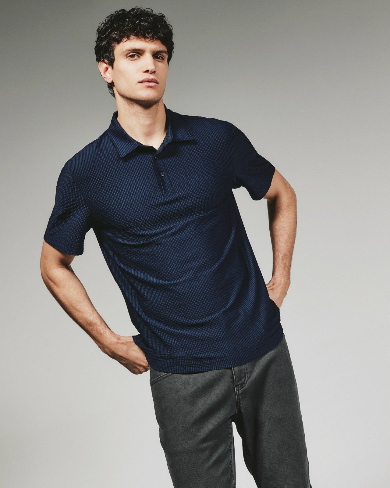 7Diamonds Marlowe Seersucker Stretch Polo