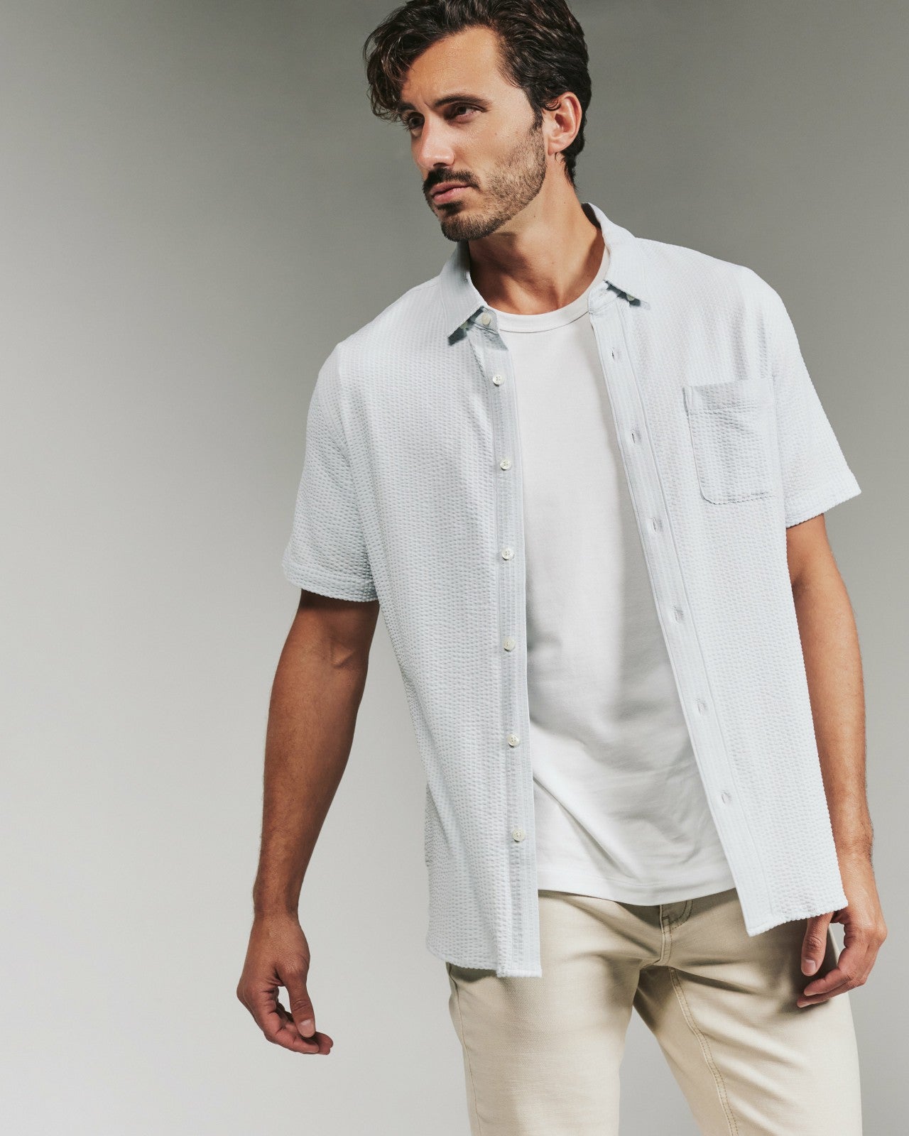 7Diamonds Keaton Seersucker Stretch Short Sleeve Shirt