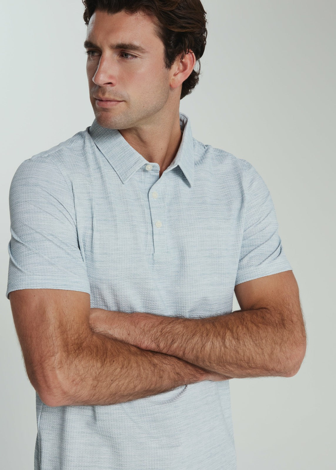 7Diamonds Sutherland Seersucker Stretch Heathered Polo