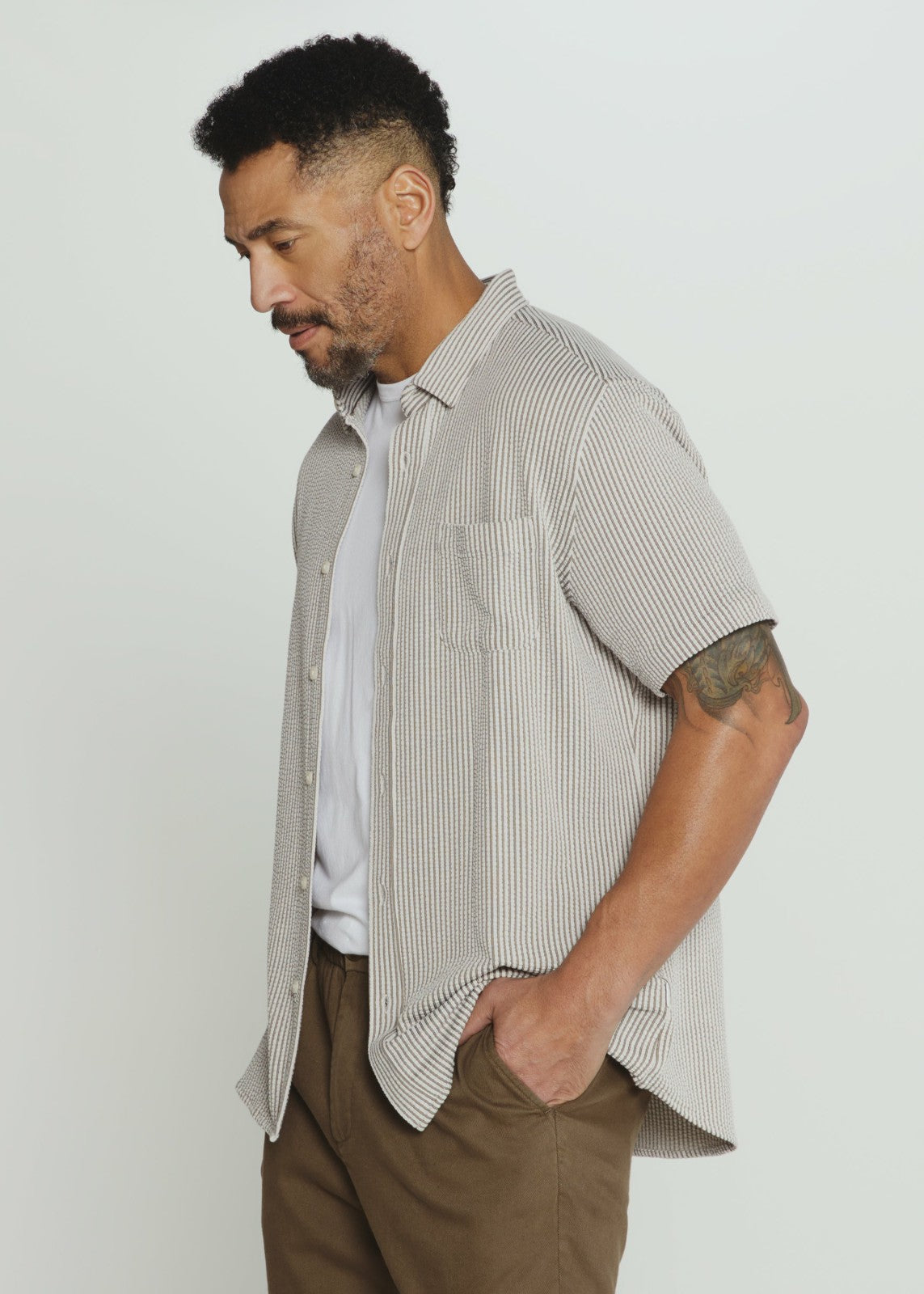 7Diamonds Keaton Seersucker Stretch Short Sleeve Shirt