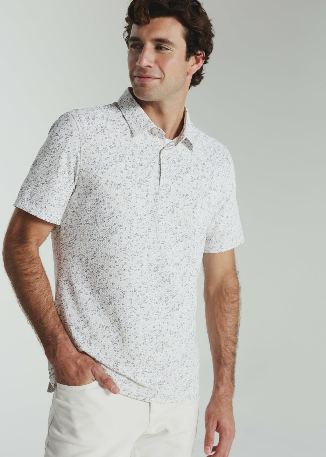 7Diamonds Sutherland Seersucker Stretch Printed Polo