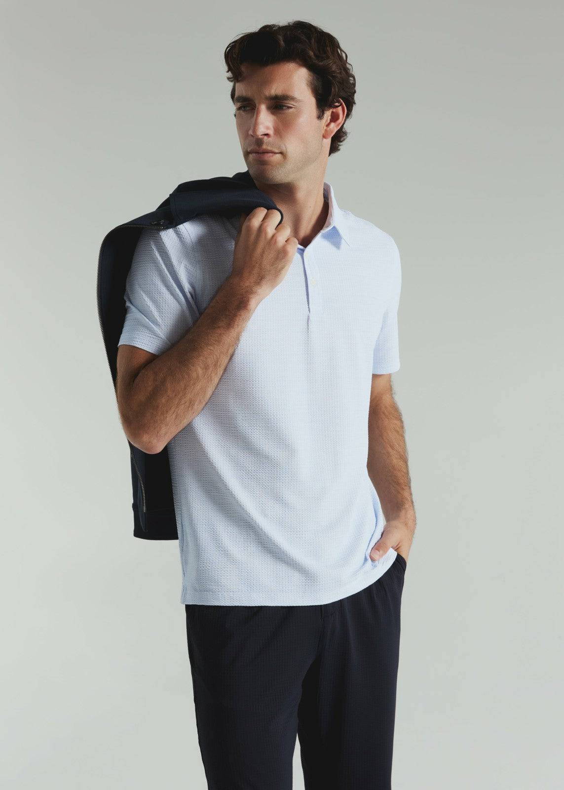 7Diamonds Sutherland Seersucker Stretch Heathered Polo