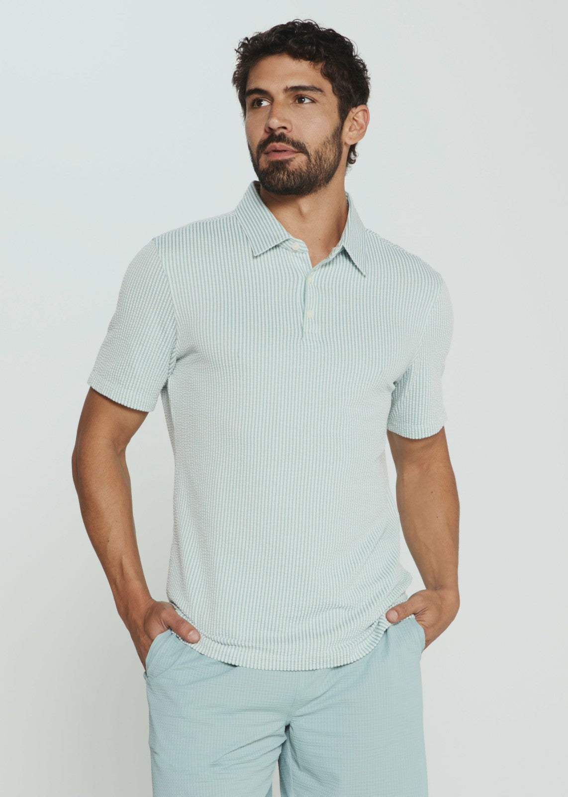 7Diamonds Keaton Seersucker Stretch Polo