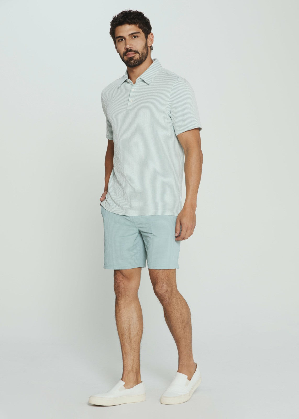 7Diamonds Keaton Seersucker Stretch Polo