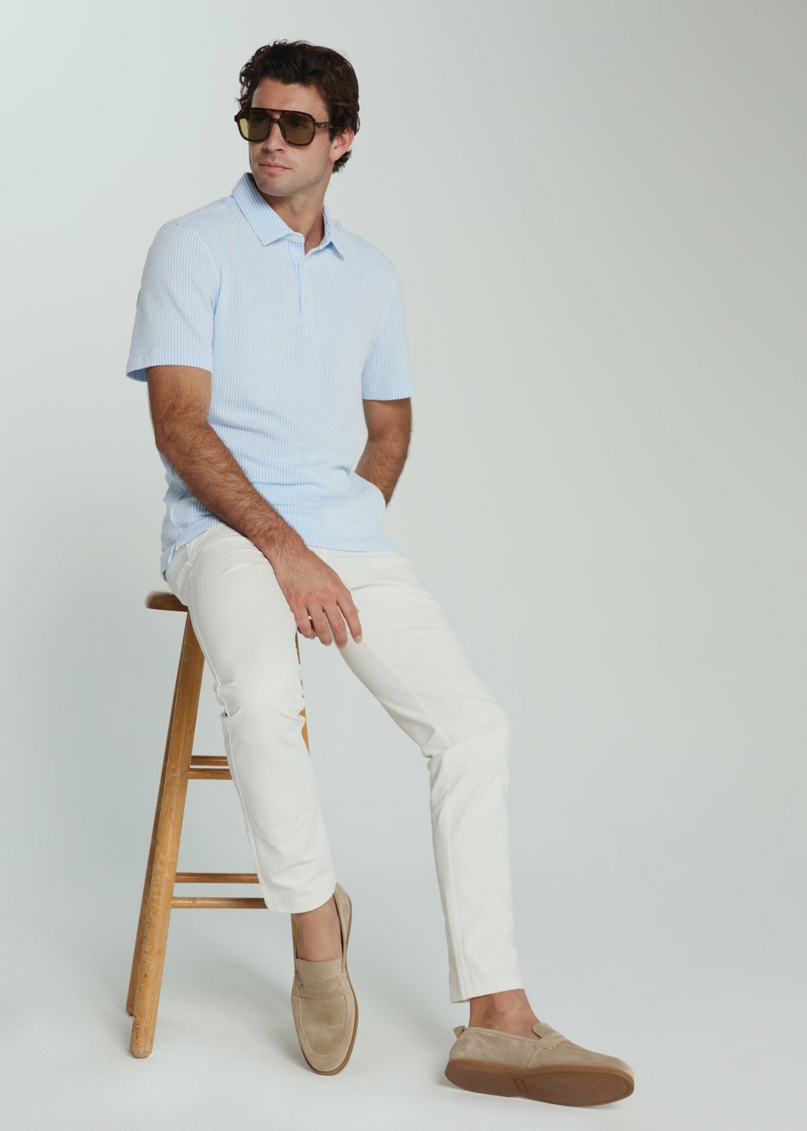 7Diamonds Keaton Seersucker Stretch Polo
