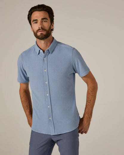 7Diamonds Levine Seersucker Stretch Short Sleeve Shirt
