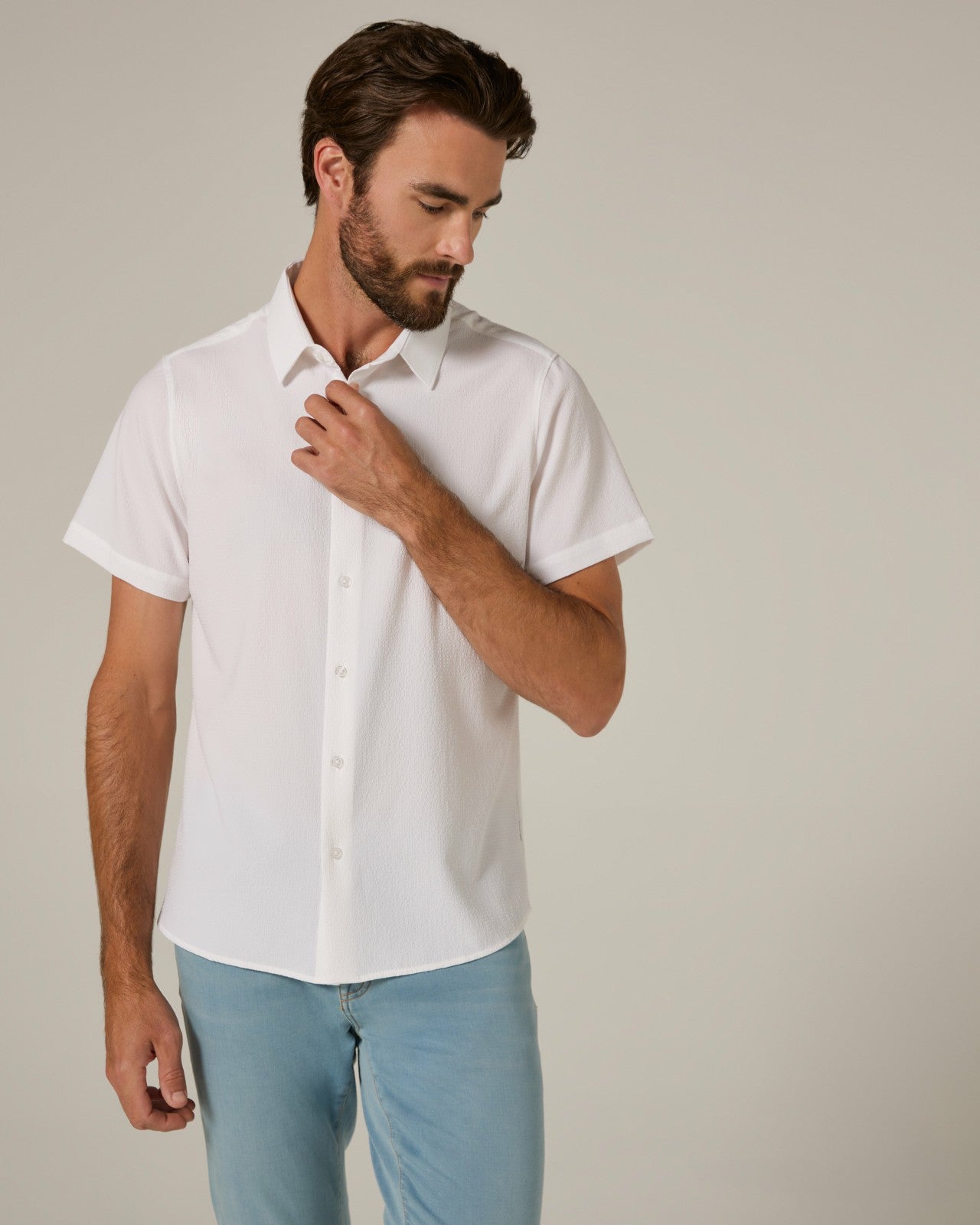 7Diamonds Barnes Seersucker Stretch Short Sleeve Shirt