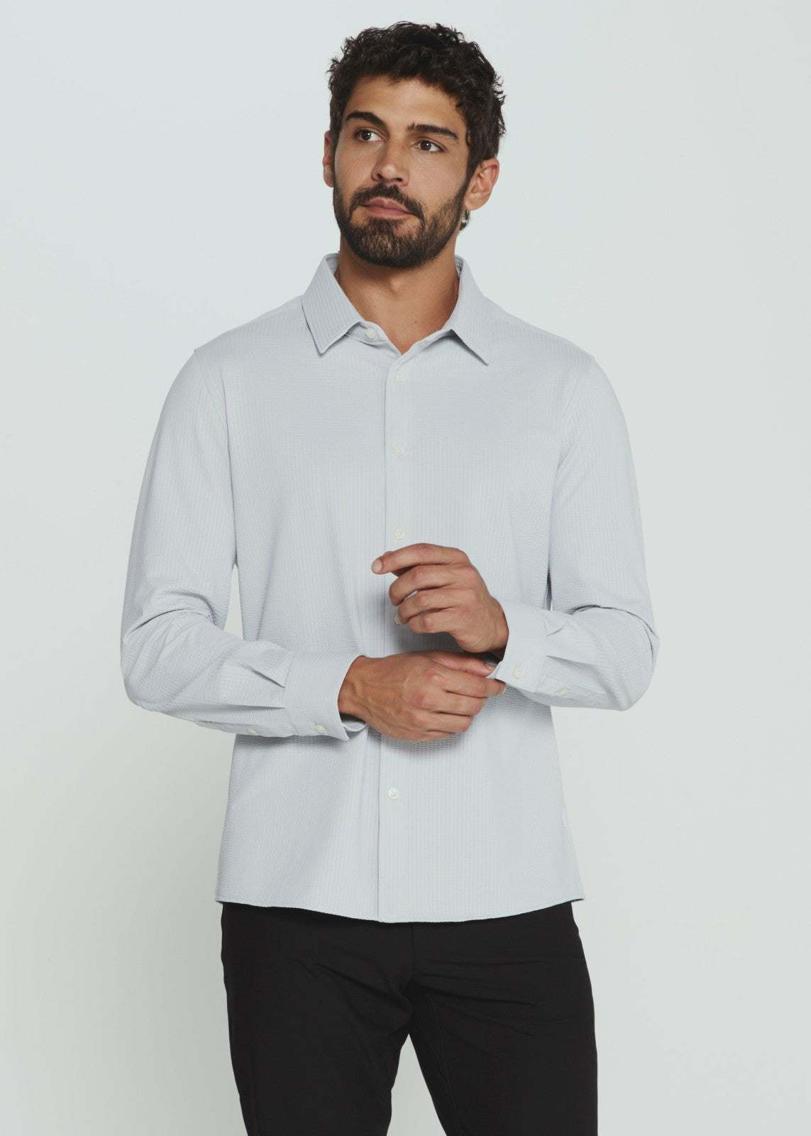 7Diamonds Ferris Seersucker Stretch Long Sleeve Shirt