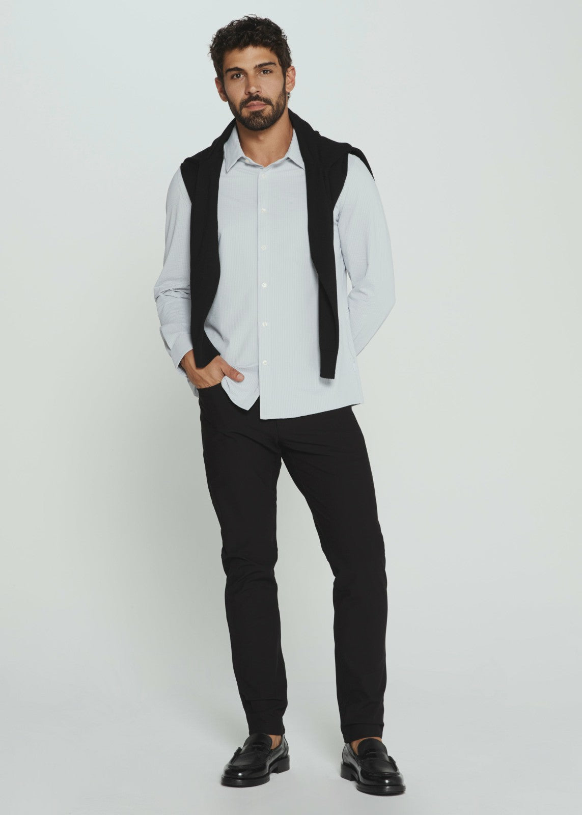 7Diamonds Ferris Seersucker Stretch Long Sleeve Shirt