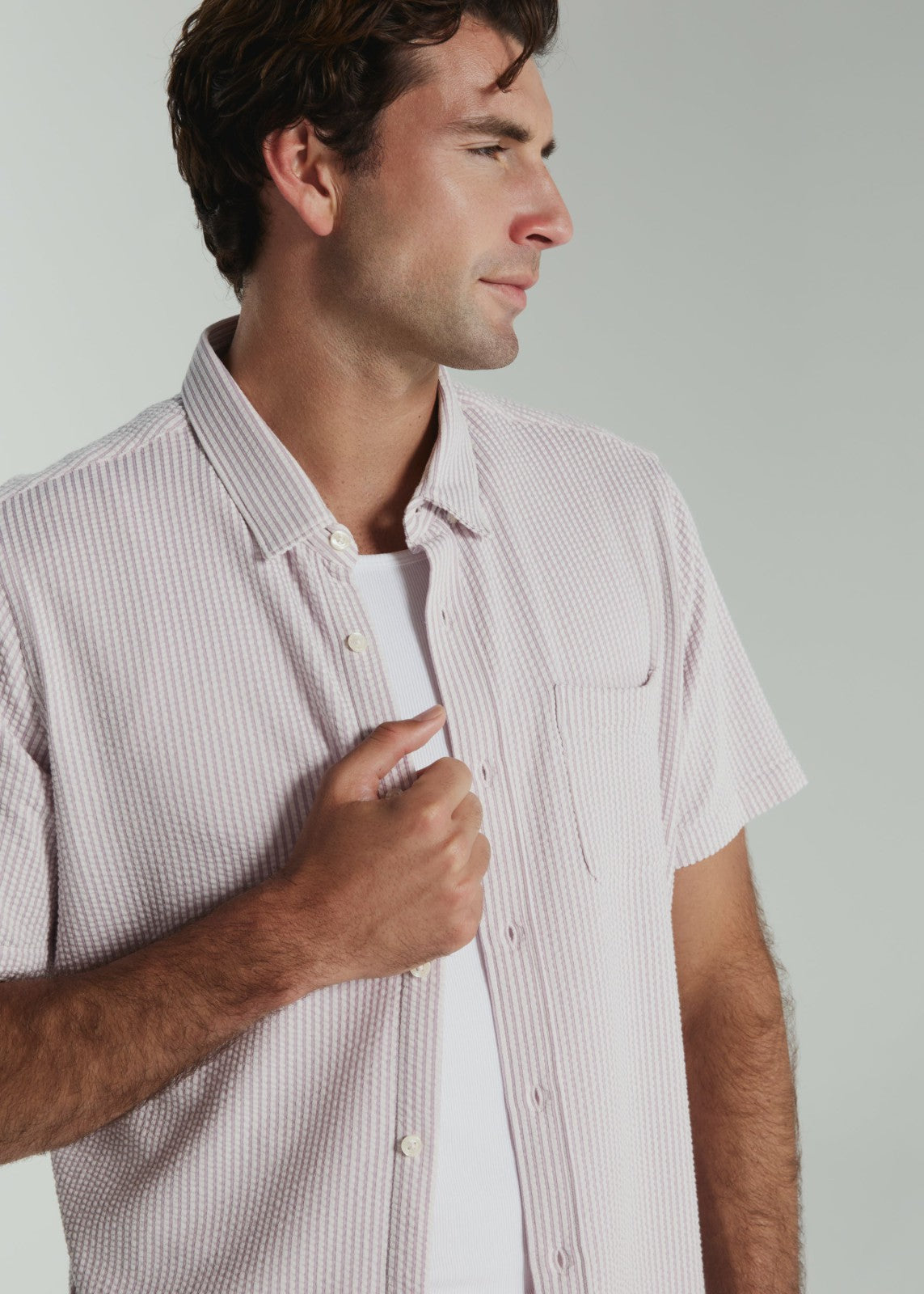 7Diamonds Keaton Seersucker Stretch Short Sleeve Shirt