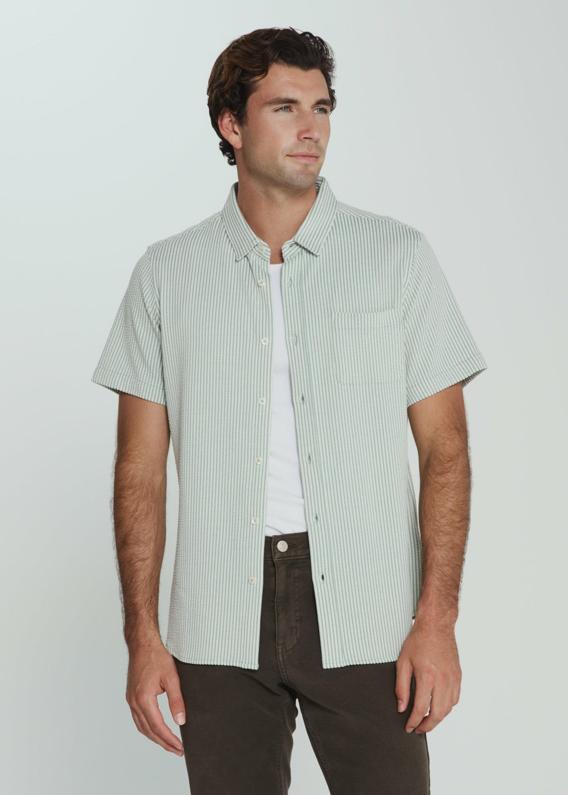 7Diamonds Keaton Seersucker Stretch Short Sleeve Shirt