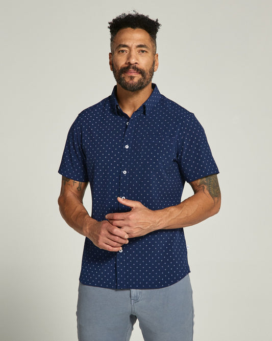 7Diamonds Thiago Seersucker Stretch Short Sleeve Shirt