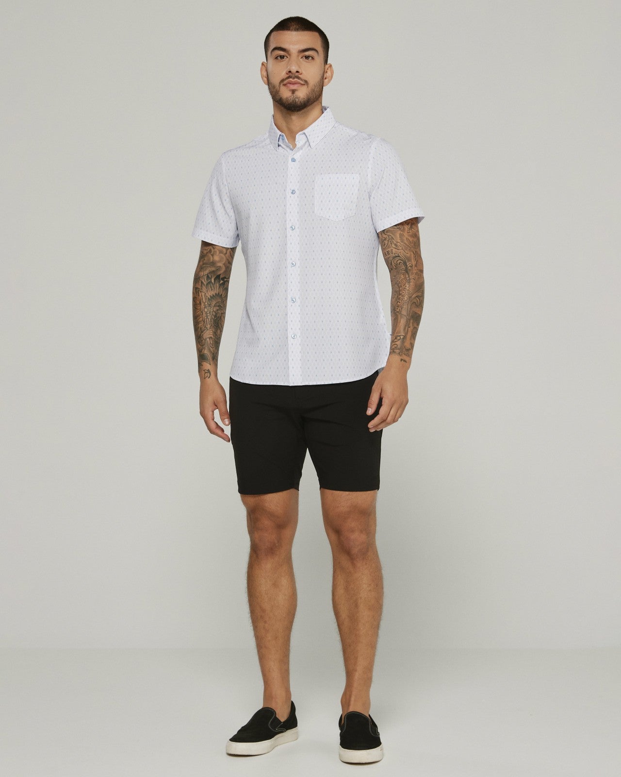 7Diamonds Calix Seersucker Stretch Short Sleeve Shirt