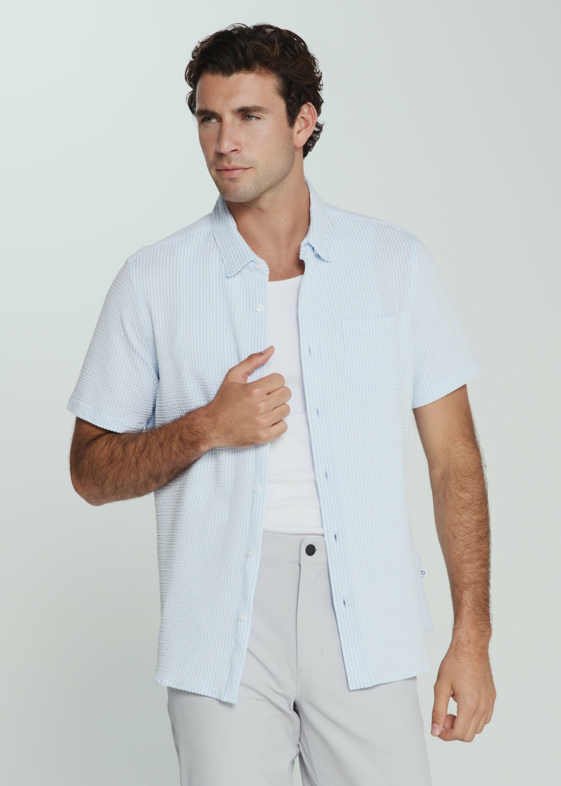7Diamonds Keaton Seersucker Stretch Short Sleeve Shirt
