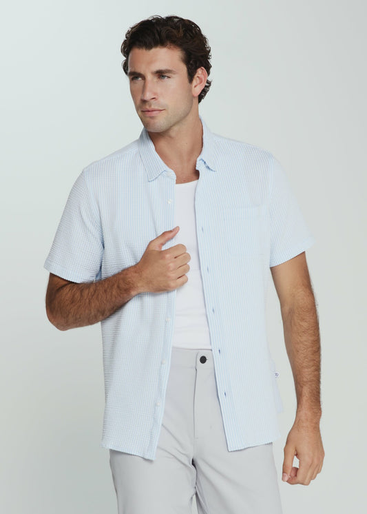 7Diamonds Keaton Seersucker Stretch Short Sleeve Shirt