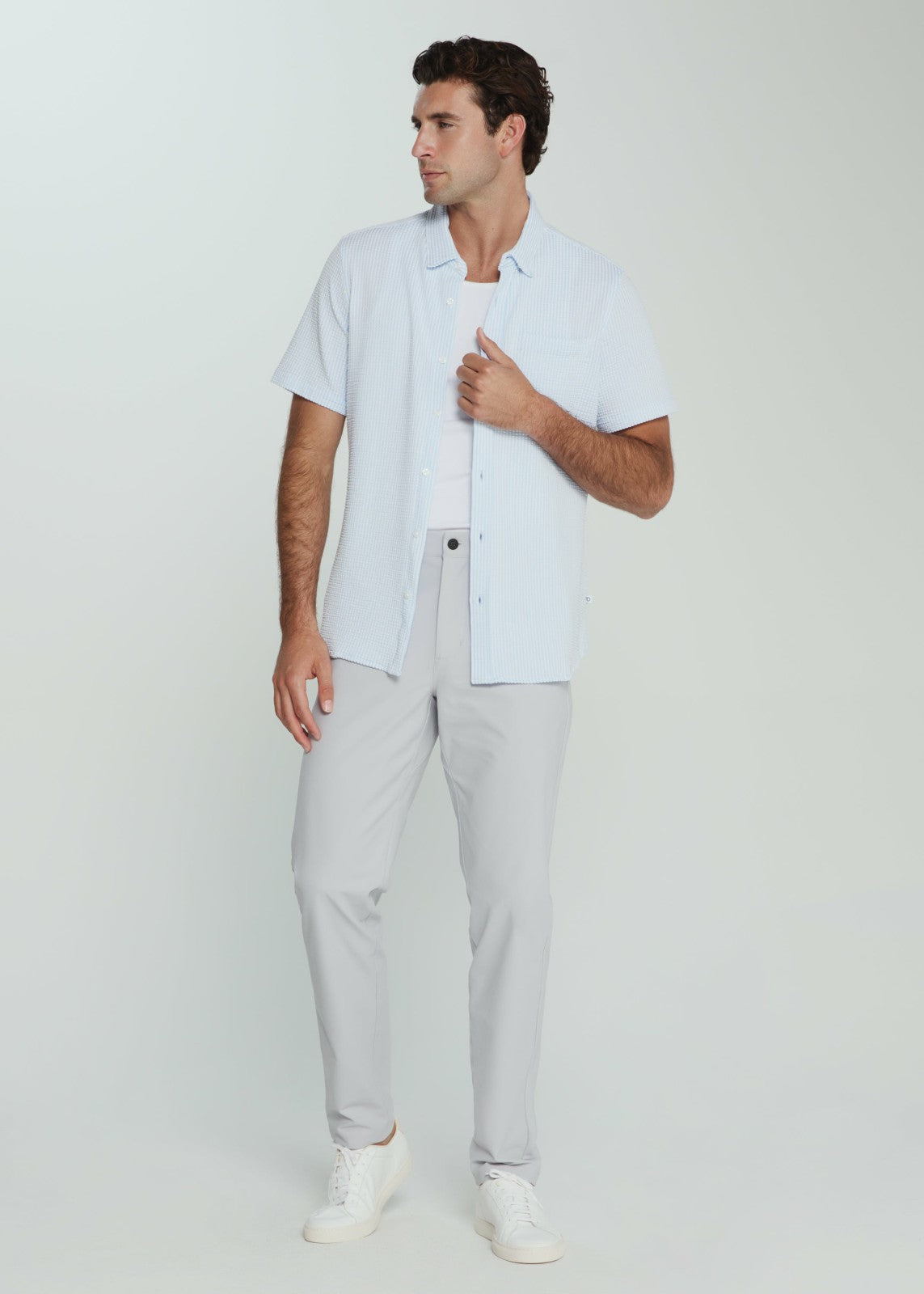 7Diamonds Keaton Seersucker Stretch Short Sleeve Shirt