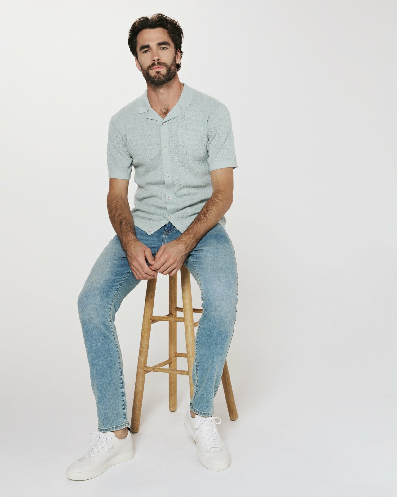 7Diamonds Jonas Button Up Knit Polo