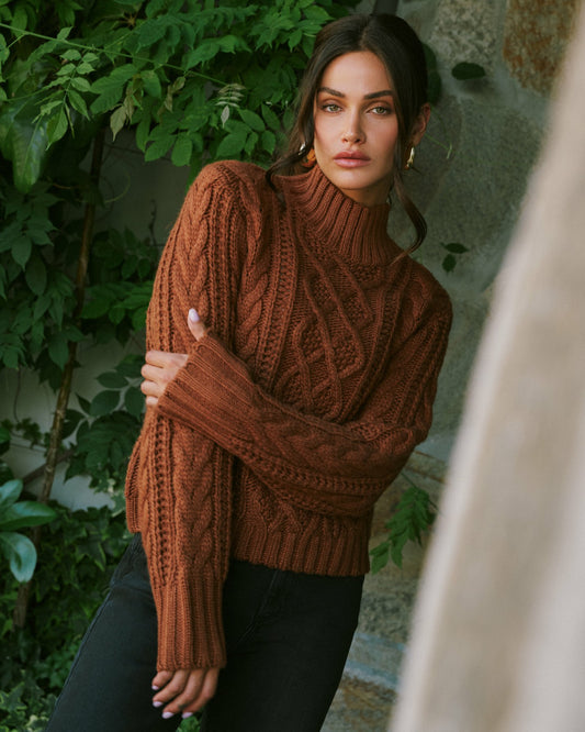 7Diamonds Tania Cable Knit Turtleneck Sweater