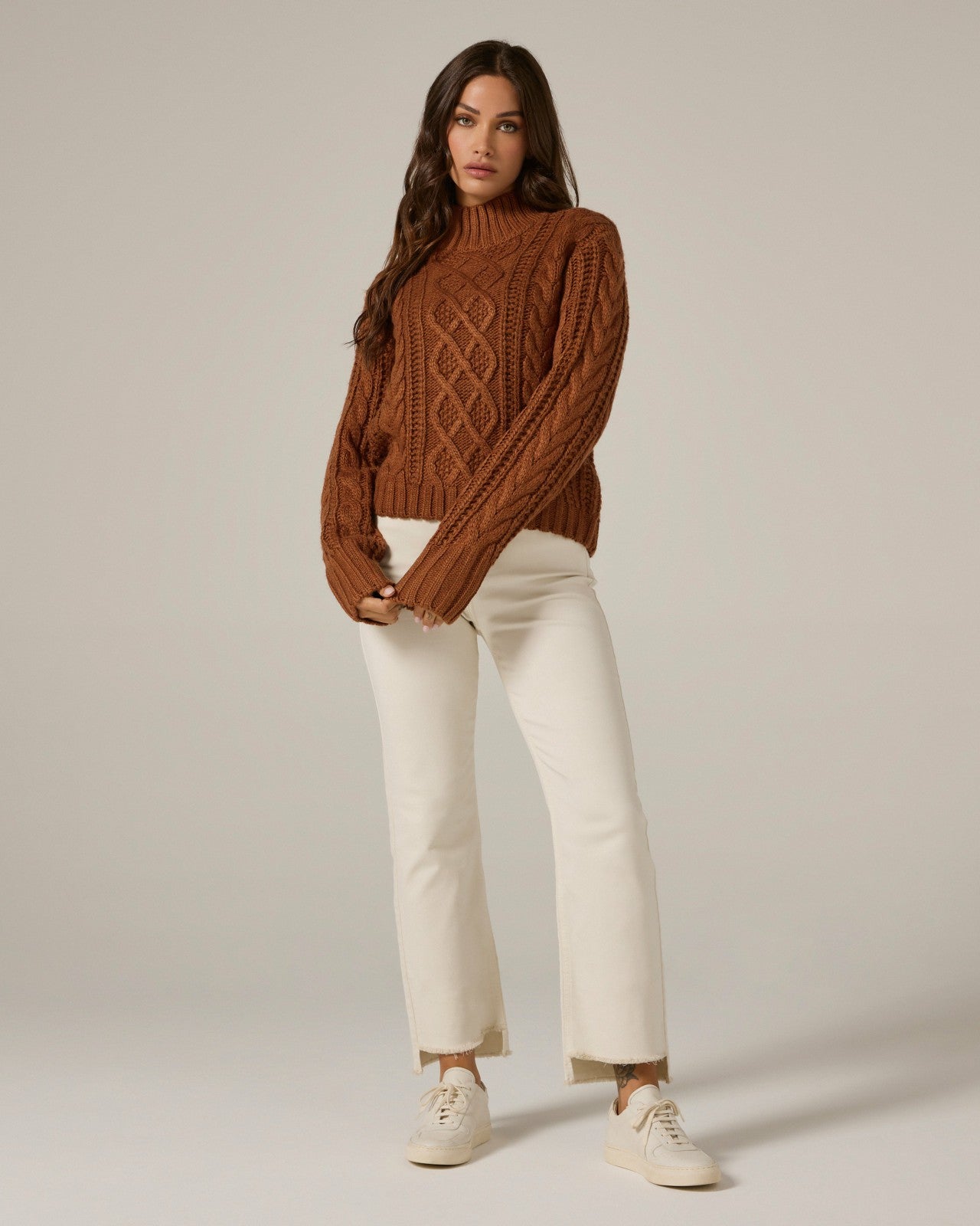 7Diamonds Tania Cable Knit Turtleneck Sweater