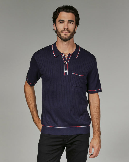 7Diamonds Enzo Striped Knit Polo