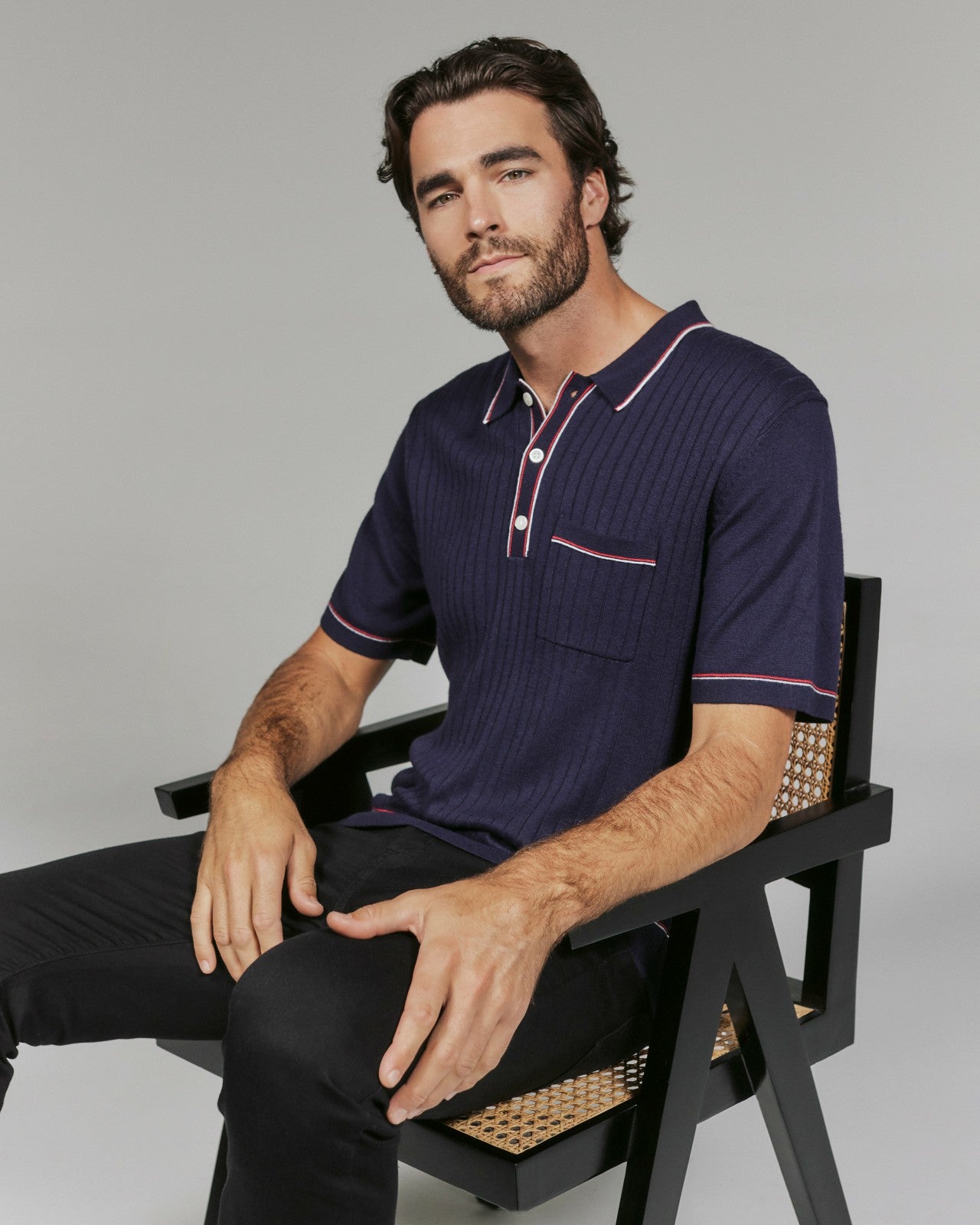 7Diamonds Enzo Striped Knit Polo
