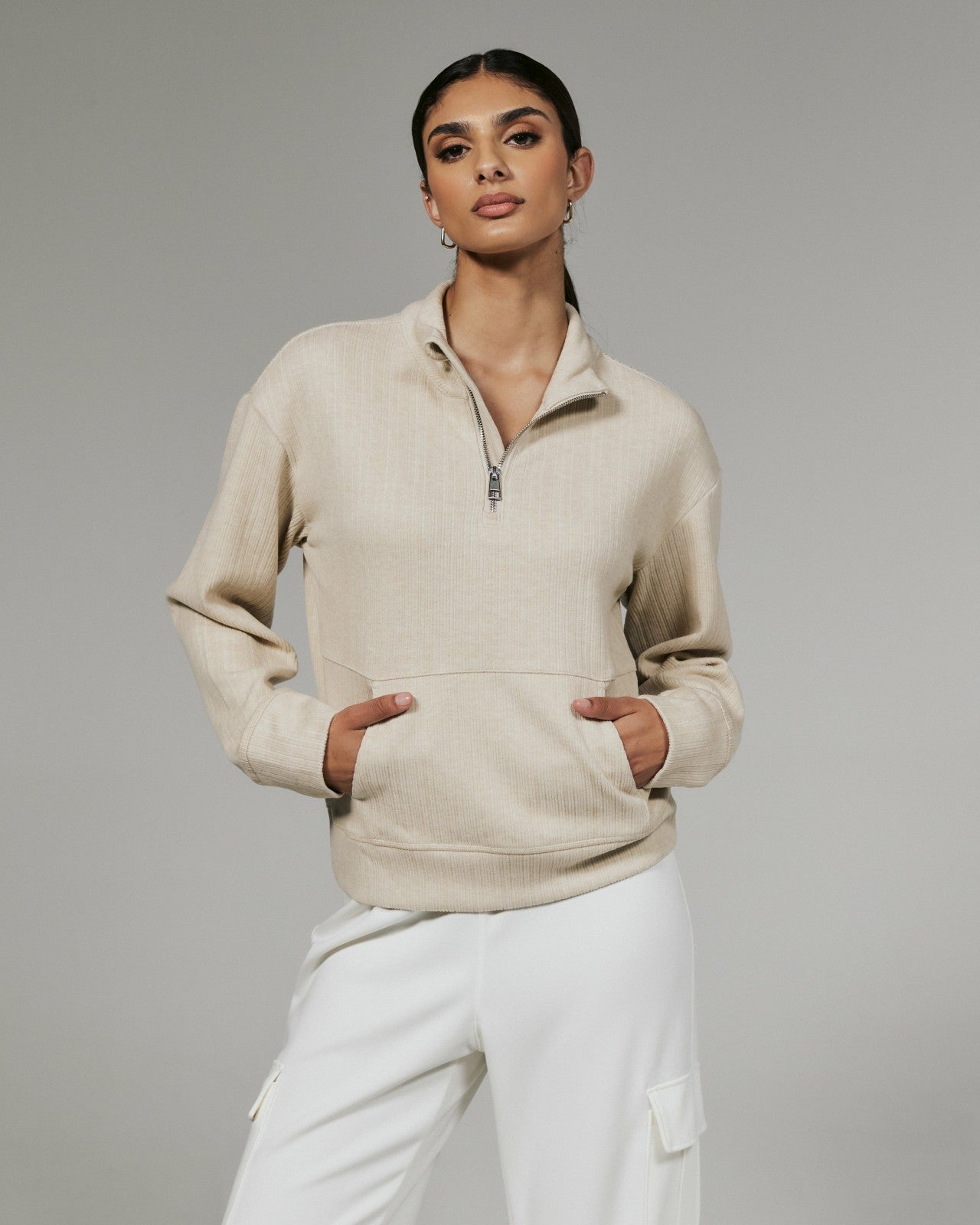 7Diamonds Gaia Textured Half-Zip Pullover