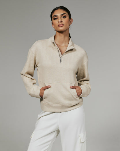 7Diamonds Gaia Textured Half-Zip Pullover