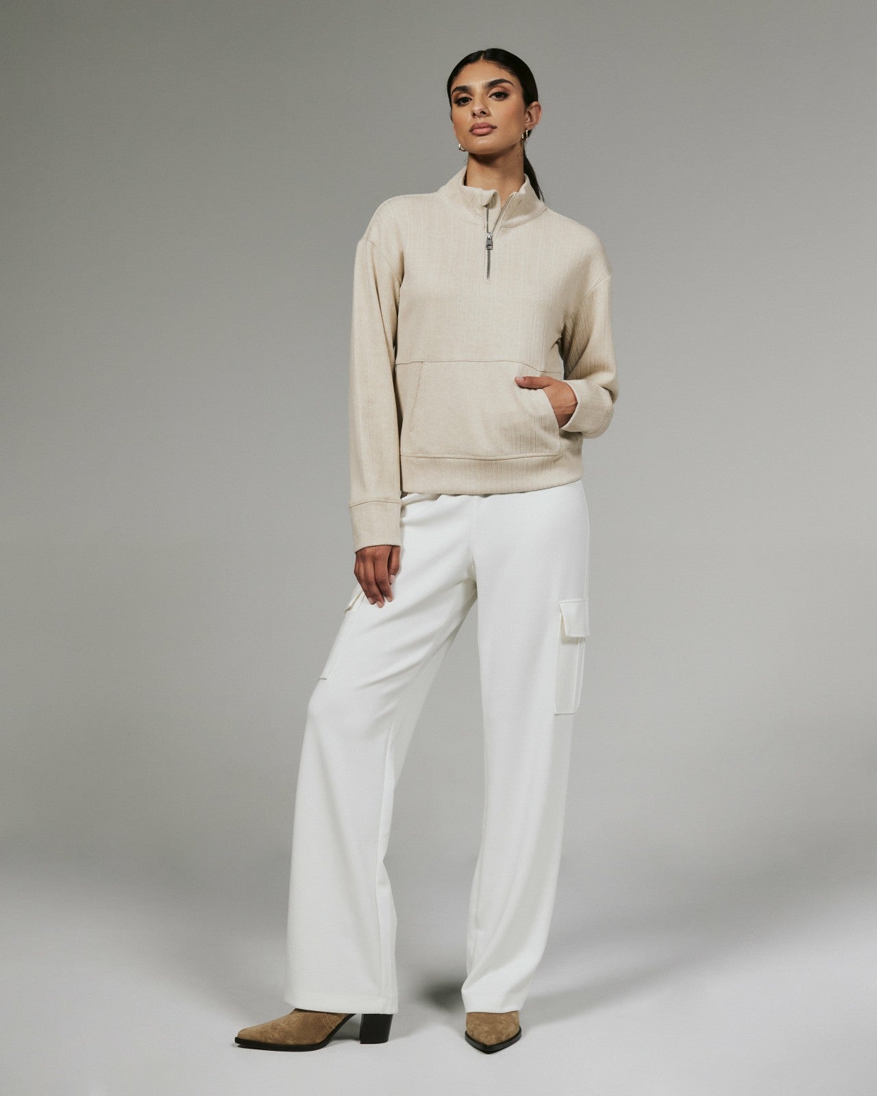 7Diamonds Gaia Textured Half-Zip Pullover