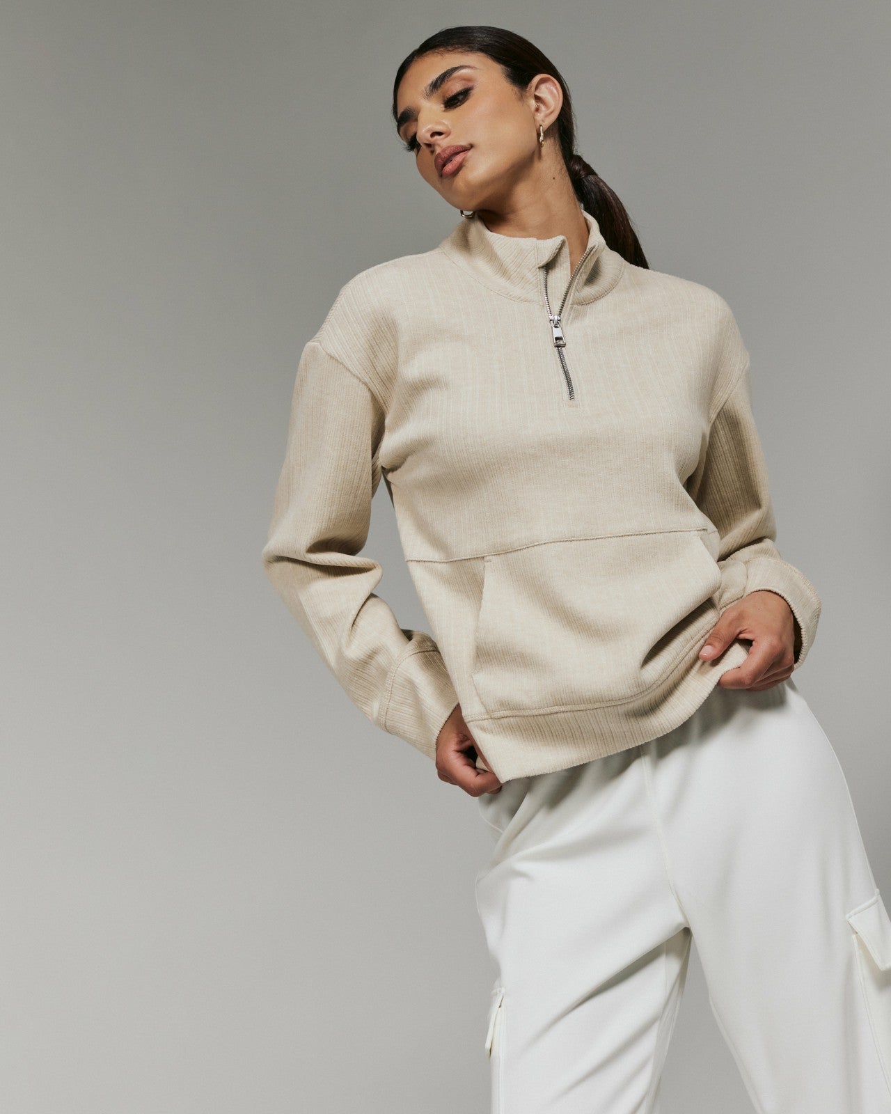 7Diamonds Gaia Textured Half-Zip Pullover