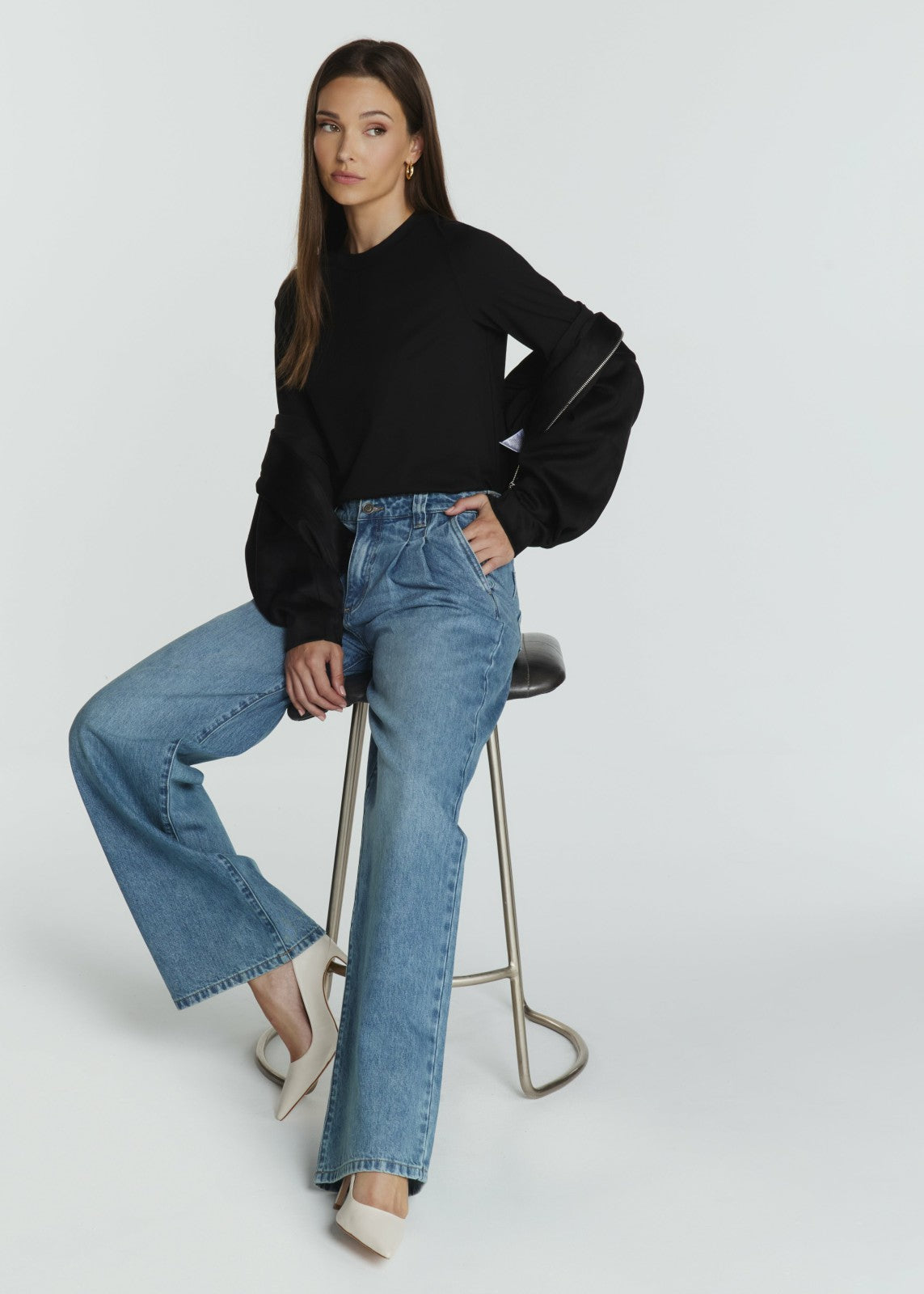 7Diamonds Jules Pleated Denim Trouser