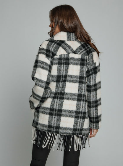 7Diamonds Solenn Fringe Plaid Coat