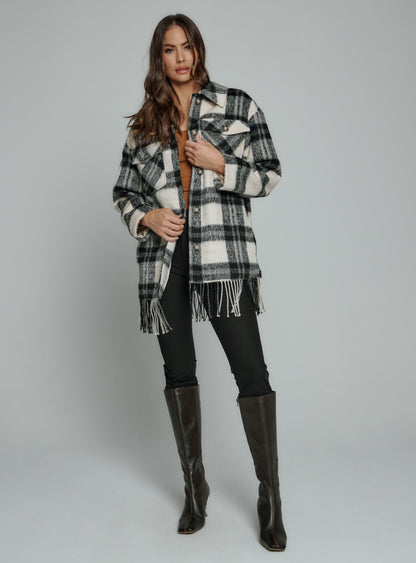 7Diamonds Solenn Fringe Plaid Coat