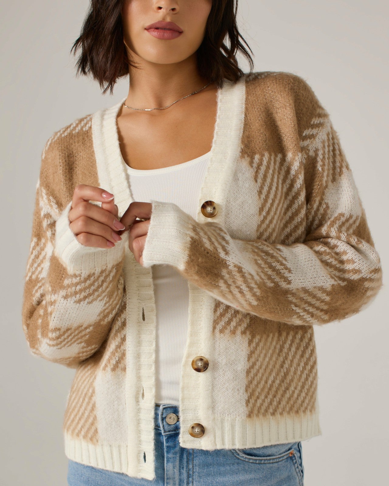 7Diamonds Harper Plaid Cardigan
