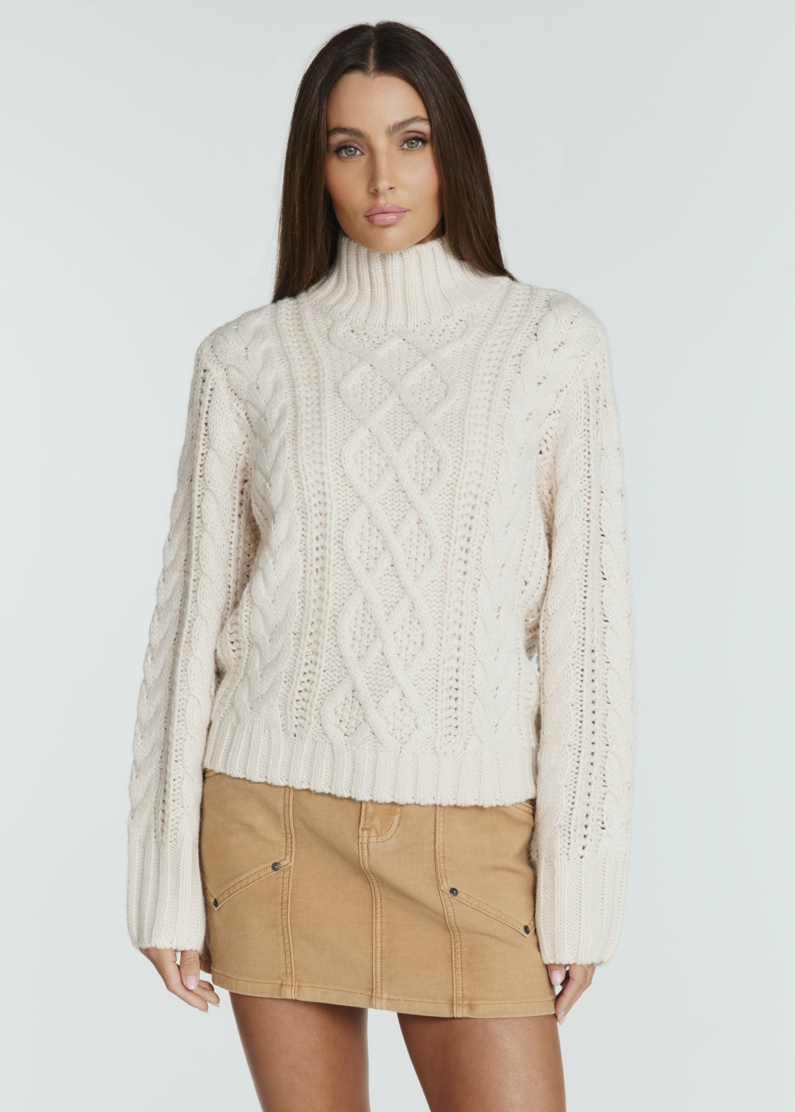 7Diamonds Tania Cable Knit Turtleneck Sweater
