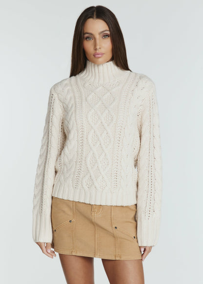 7Diamonds Tania Cable Knit Turtleneck Sweater